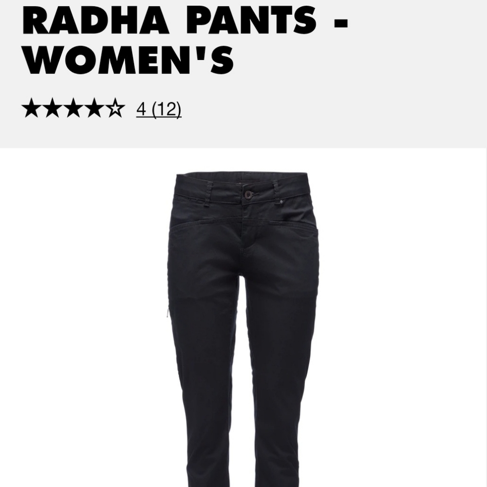 Black Diamond Radha Pants/ black/ size 8